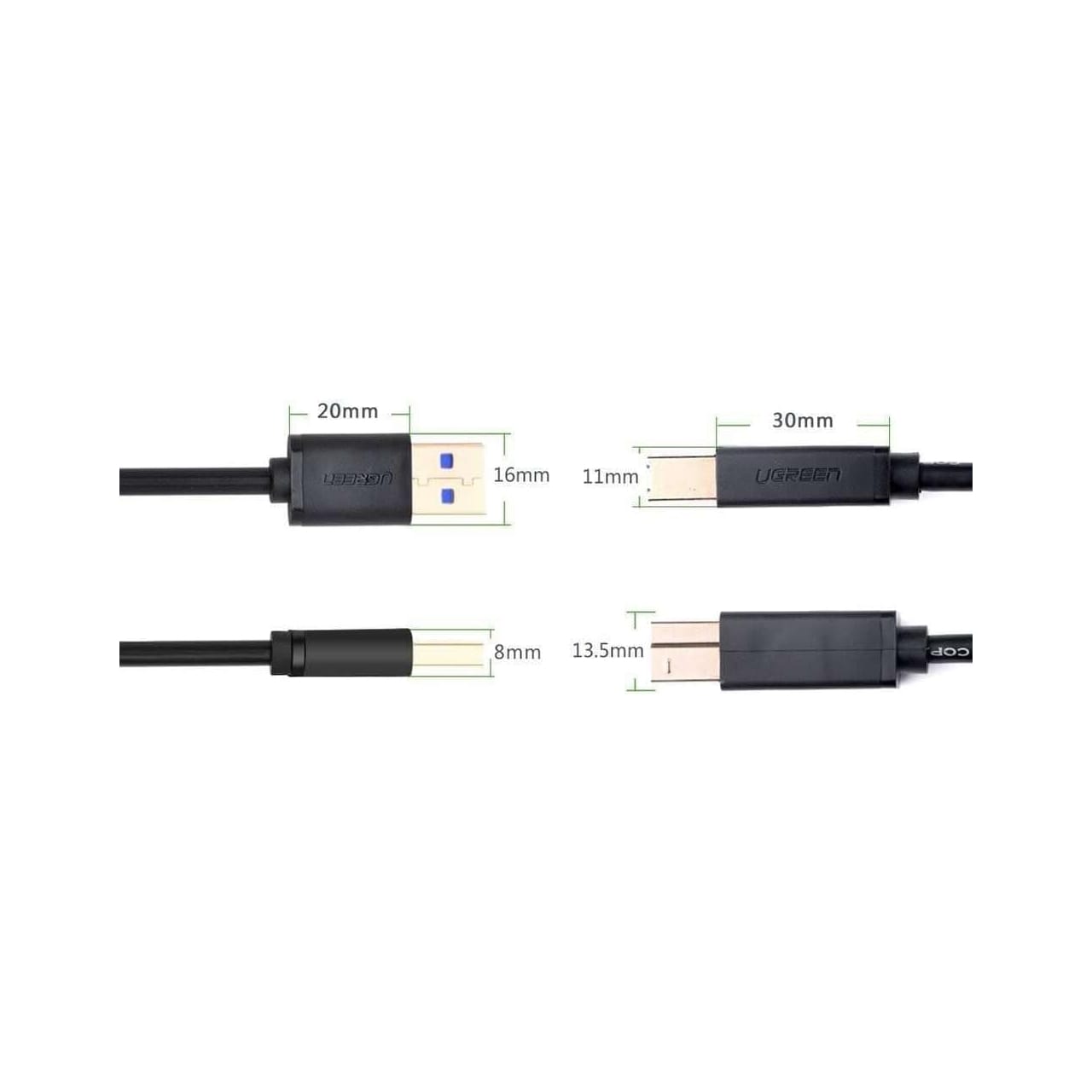 کابل‌ پرینتر USB 3.0 A یوگرین مدل US210-10372 طول 2 متر — تصویر ۳