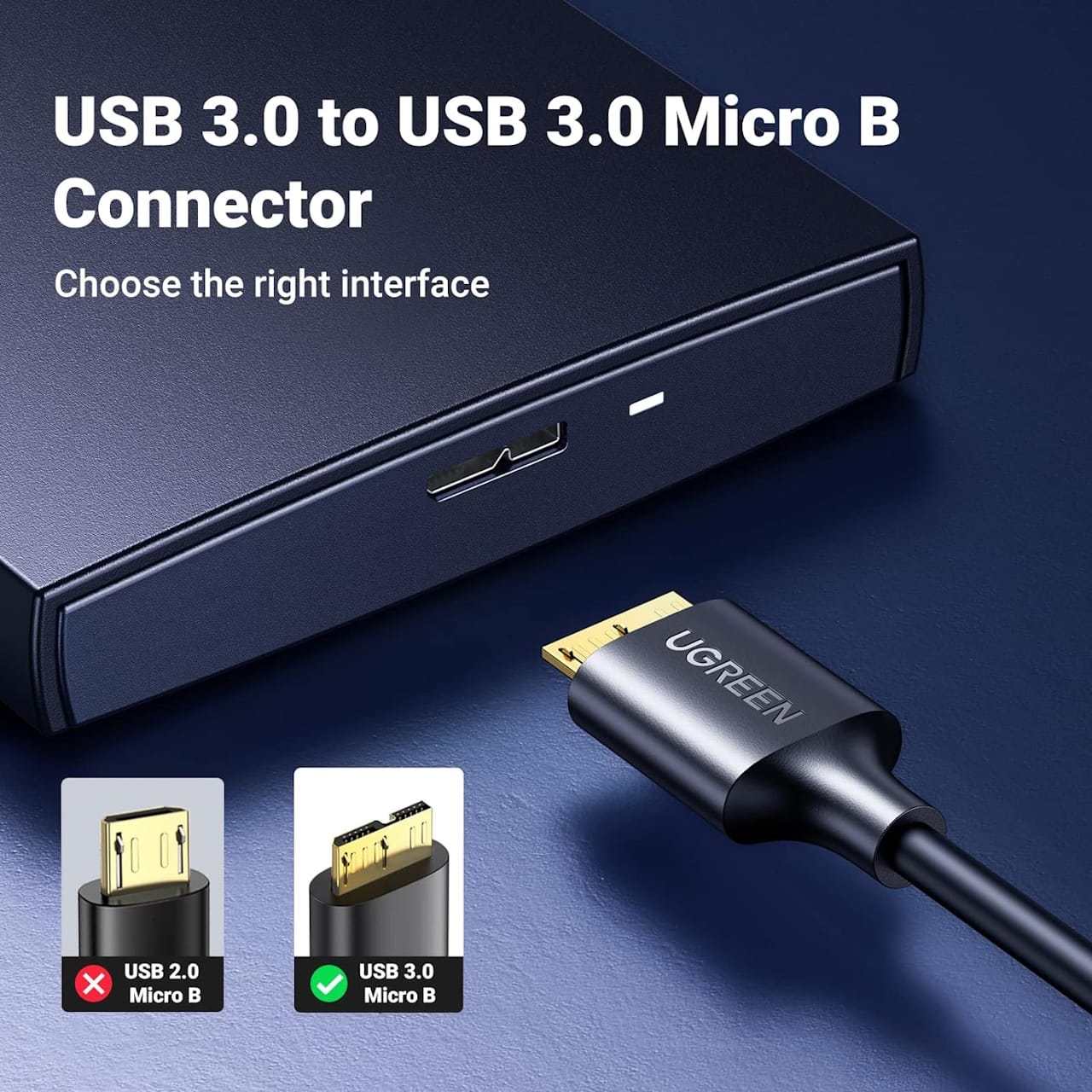 کابل‌ تبدیل USB 3.0 A به Micro USB 3.0 یوگرین مدل US130-10843 طول 2 متر — تصویر ۴