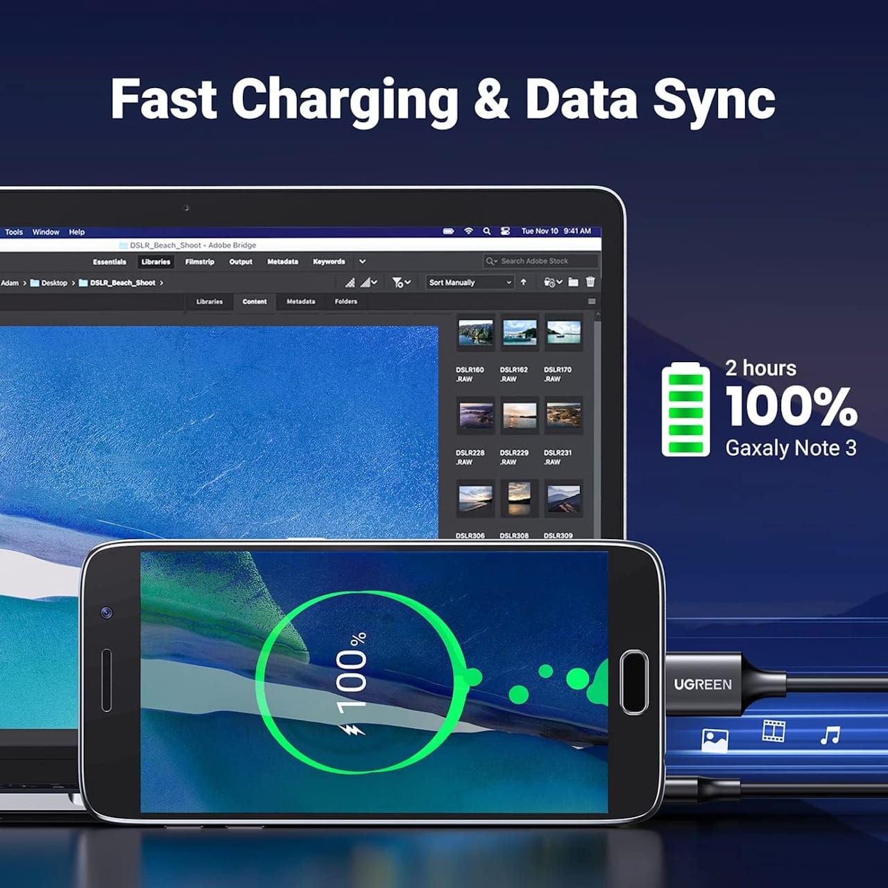 کابل‌ تبدیل USB 3.0 A به Micro USB 3.0 یوگرین مدل US130-10843 طول 2 متر — تصویر ۵
