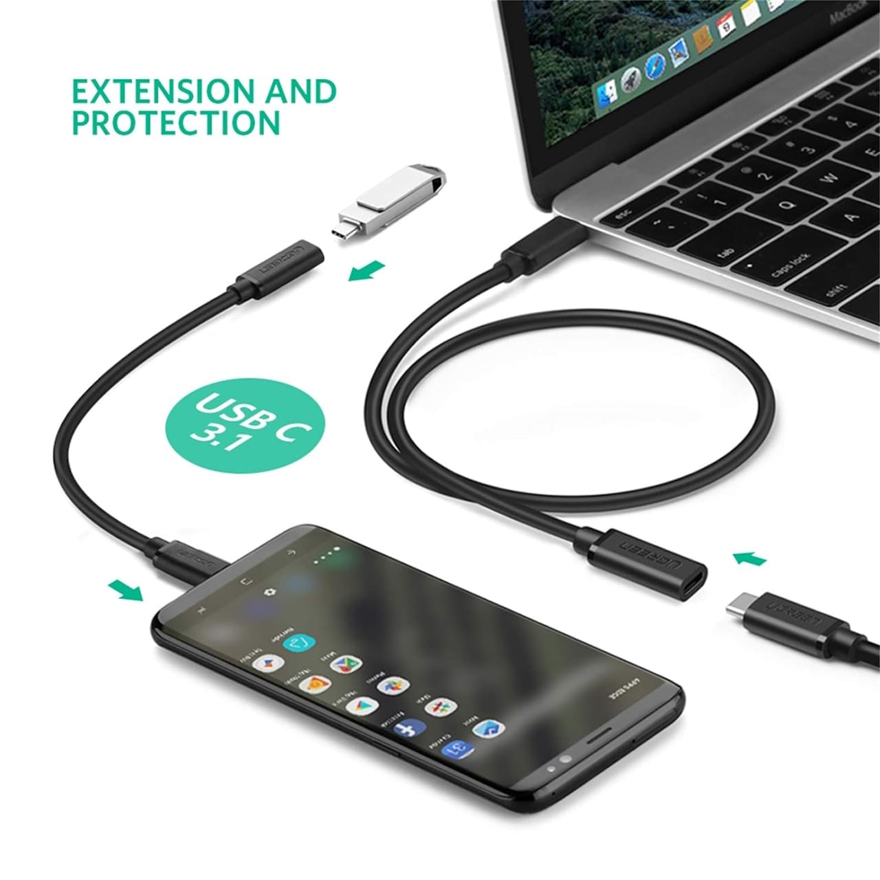 کابل افزایش طول USB-C یوگرین مدل ED008-40574 طول 0.5 متر — تصویر ۶