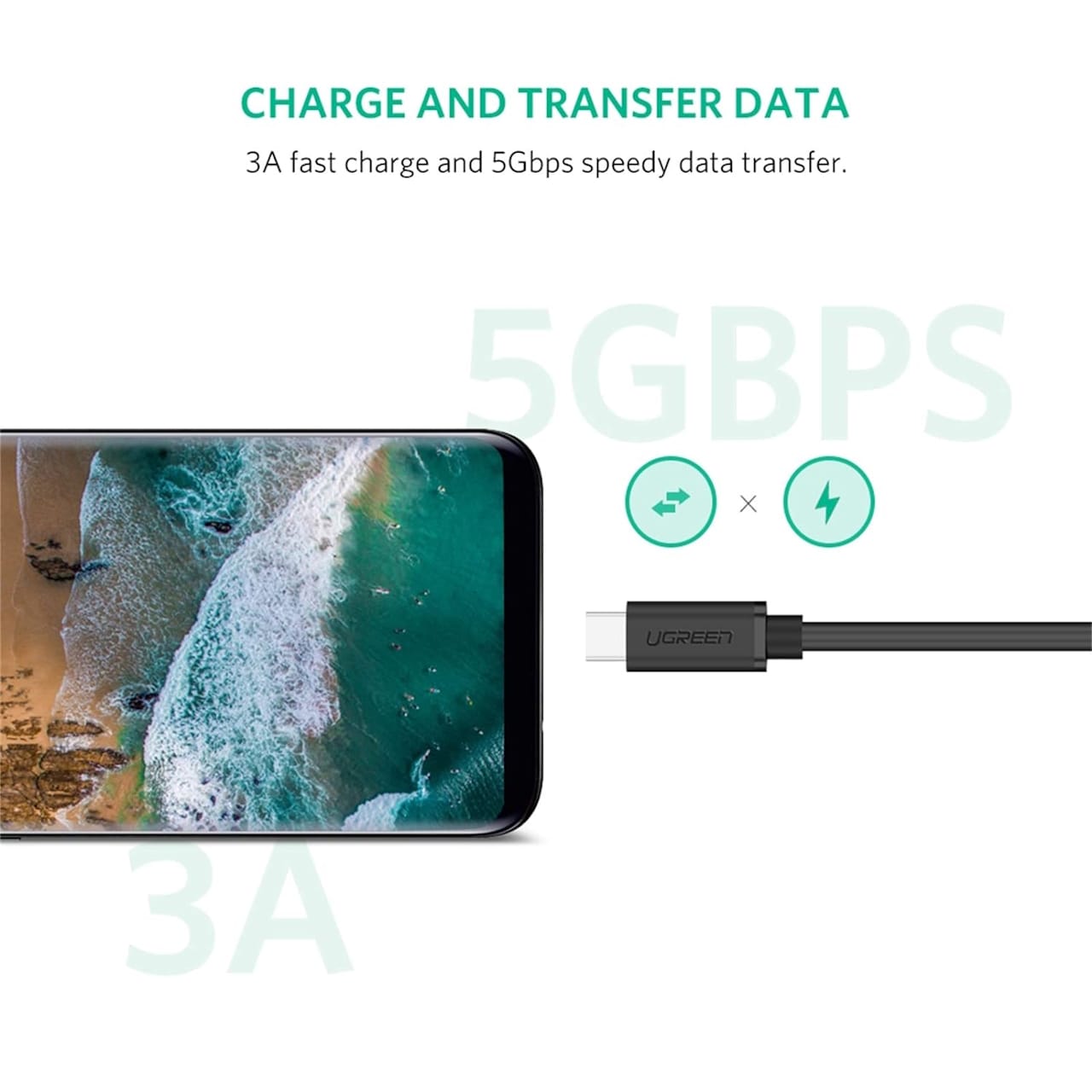 کابل افزایش طول USB-C یوگرین مدل ED008-40574 طول 0.5 متر — تصویر ۸