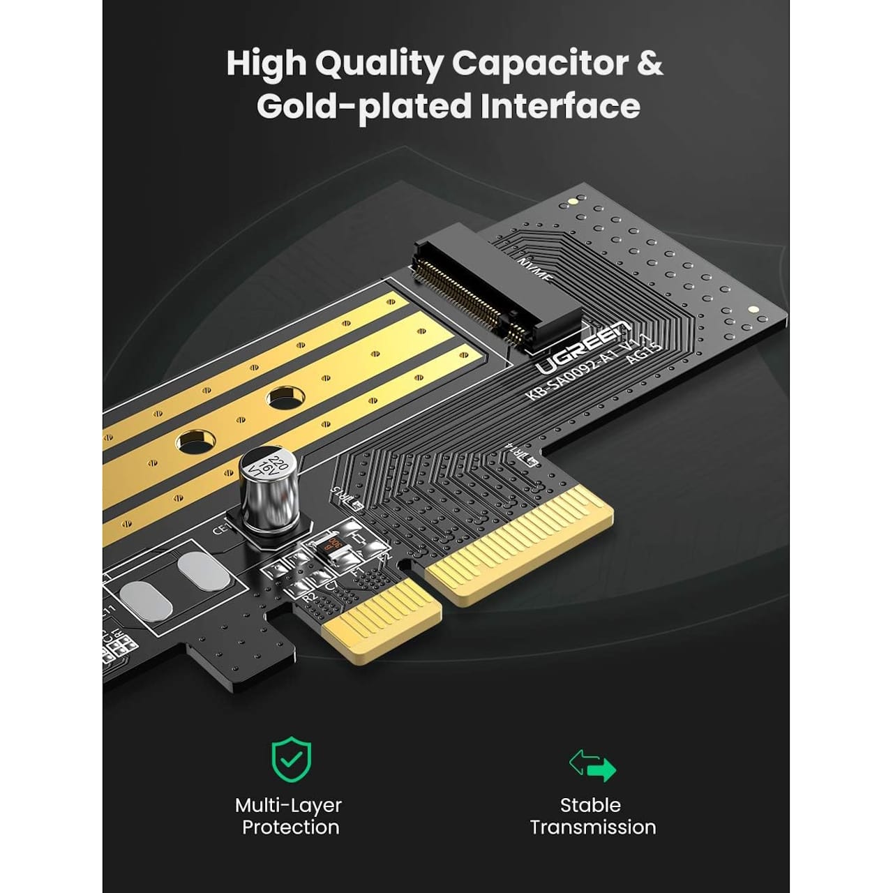 تبدیل M.2 NVME به PCI-E3.0X4 یوگرین مدل 70503-CM302 — تصویر ۸