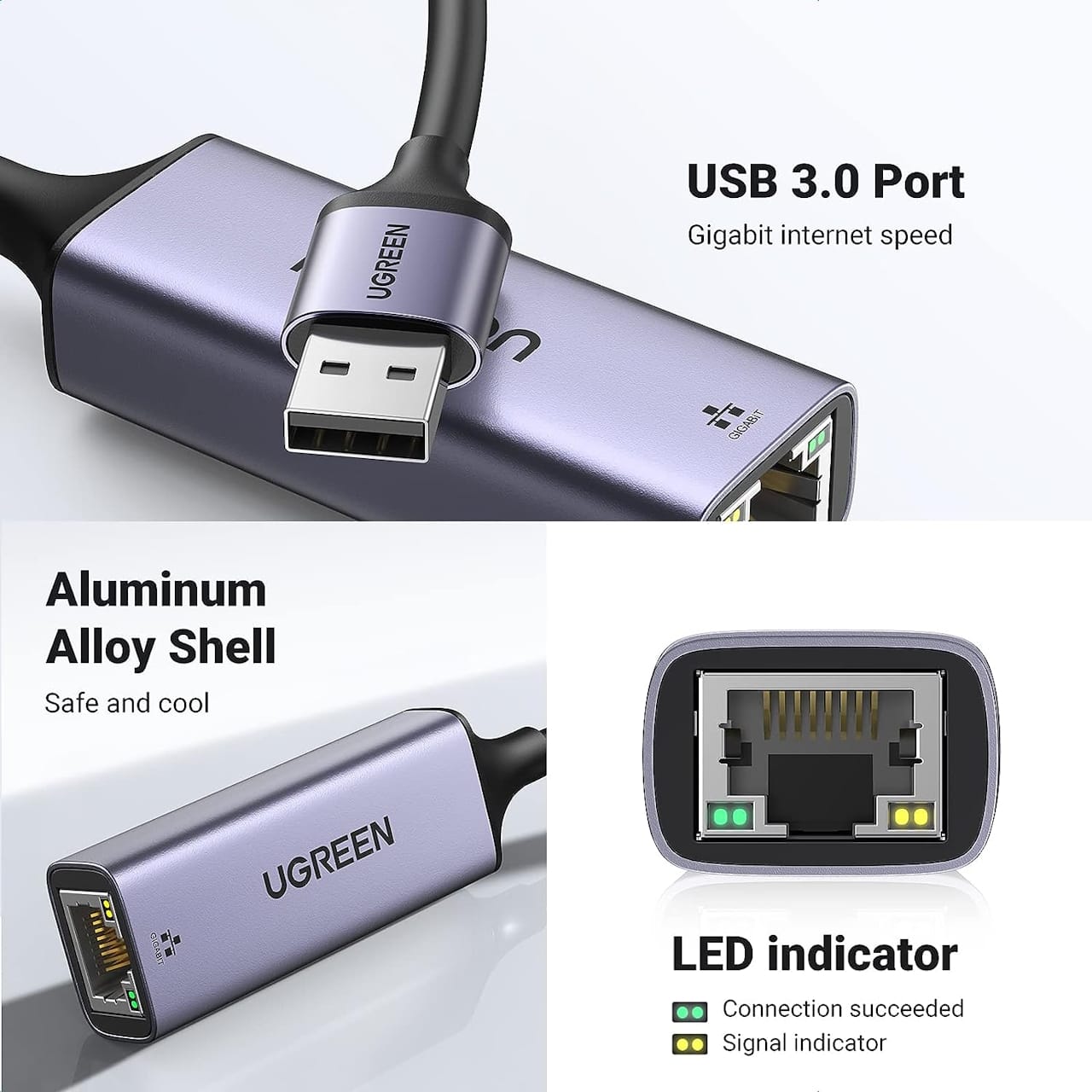 تبدیل USB 3.0 A به Gigabit Ethernet یوگرین مدل CM209-50922 — تصویر ۶