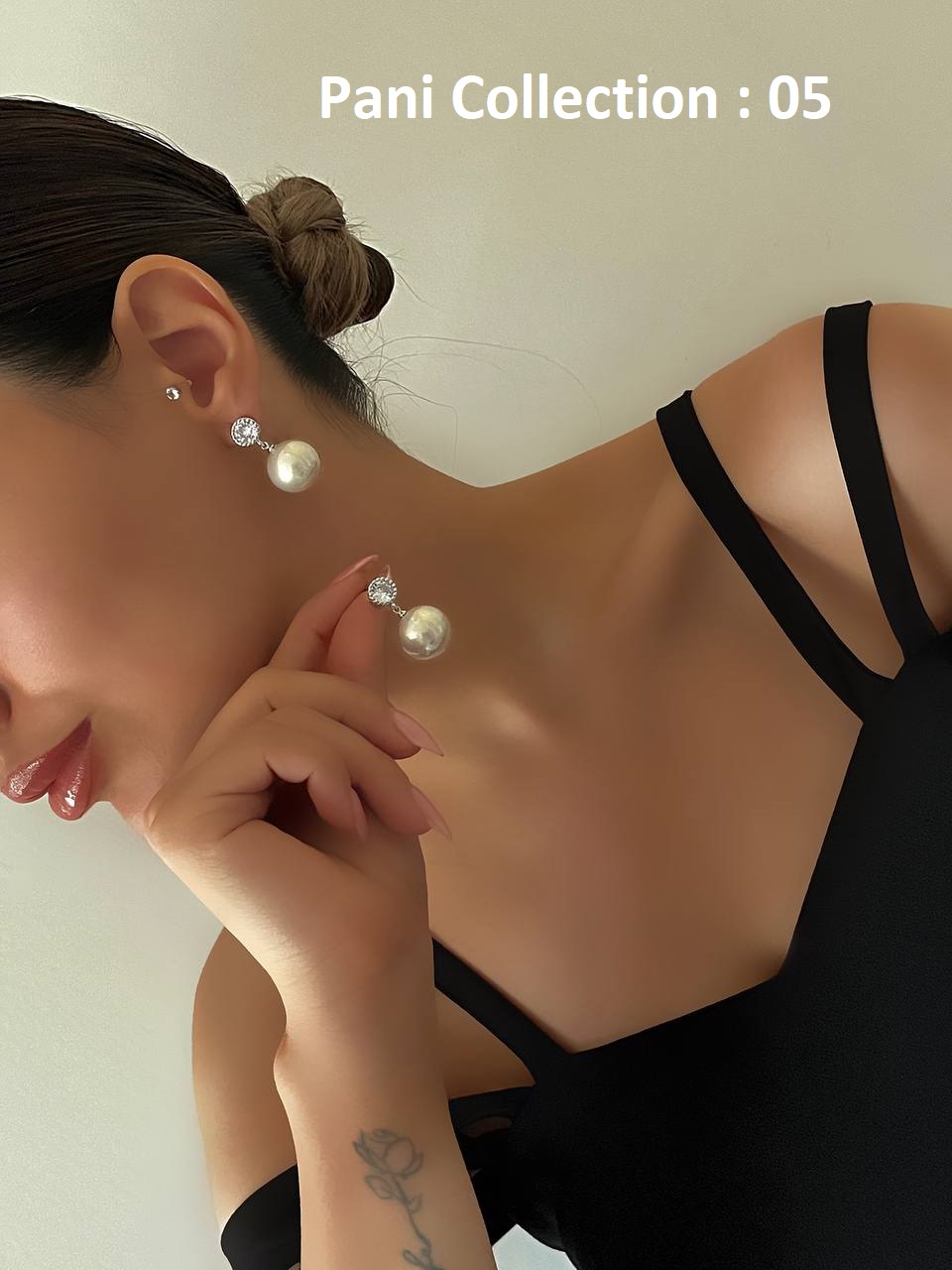 گوشواره جواهری میخ نقره مرواریدی — تصویر ۷