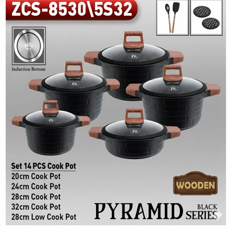 سرویس قابلمه ۱۰ پارچه گرانیتی زیو مدل ZCS-8530 — تصویر ۴