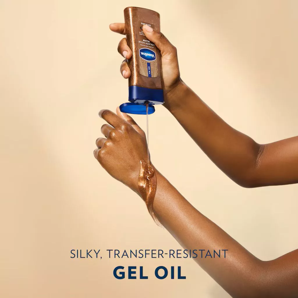 روغن بدن شاین وازلین مدل Golden Hour Glow مناسب برای انواع پوست حجم 200 میل — تصویر ۳