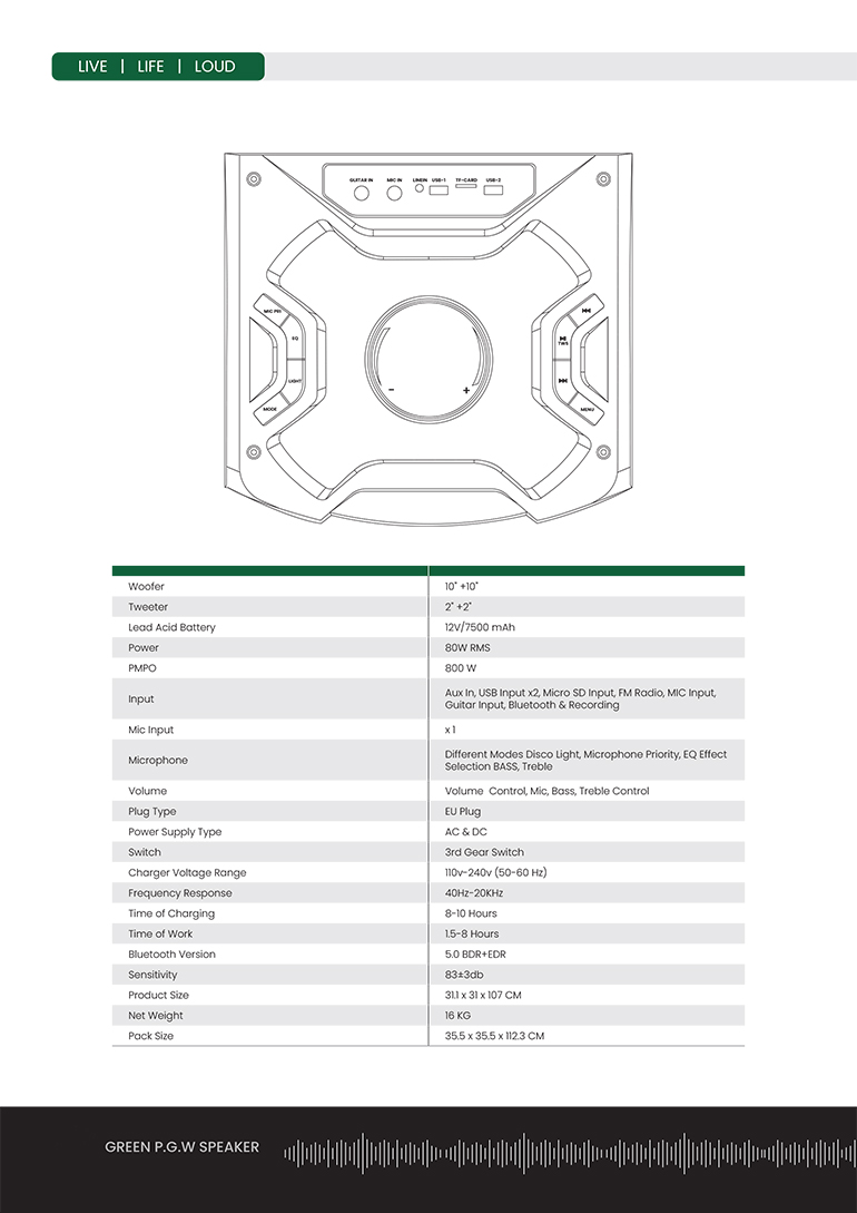 اسپیکر پرتابل گرین GSP-10280 — تصویر ۳