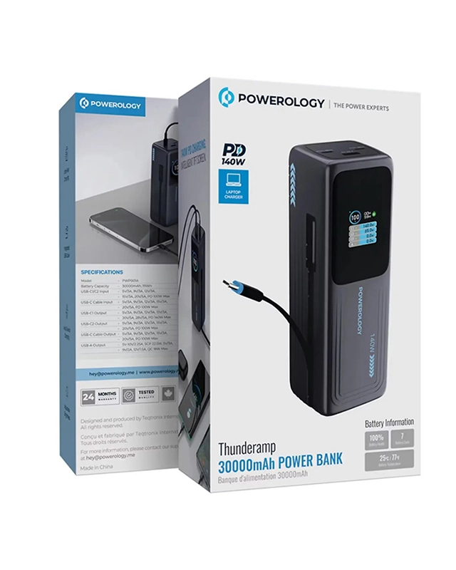 پاوربانک 30000 میلی آمپر پاورولوژی Powerology ThunderAmp 30000mAh Power Bank PWP001ADGY — تصویر ۷