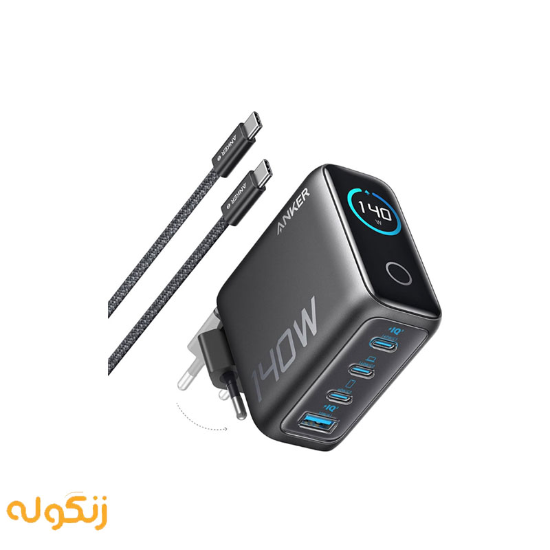 شارژر دیواری انکر مدل B2697 ظرفیت ۱۴۰ وات با ۴ پورت USB-C