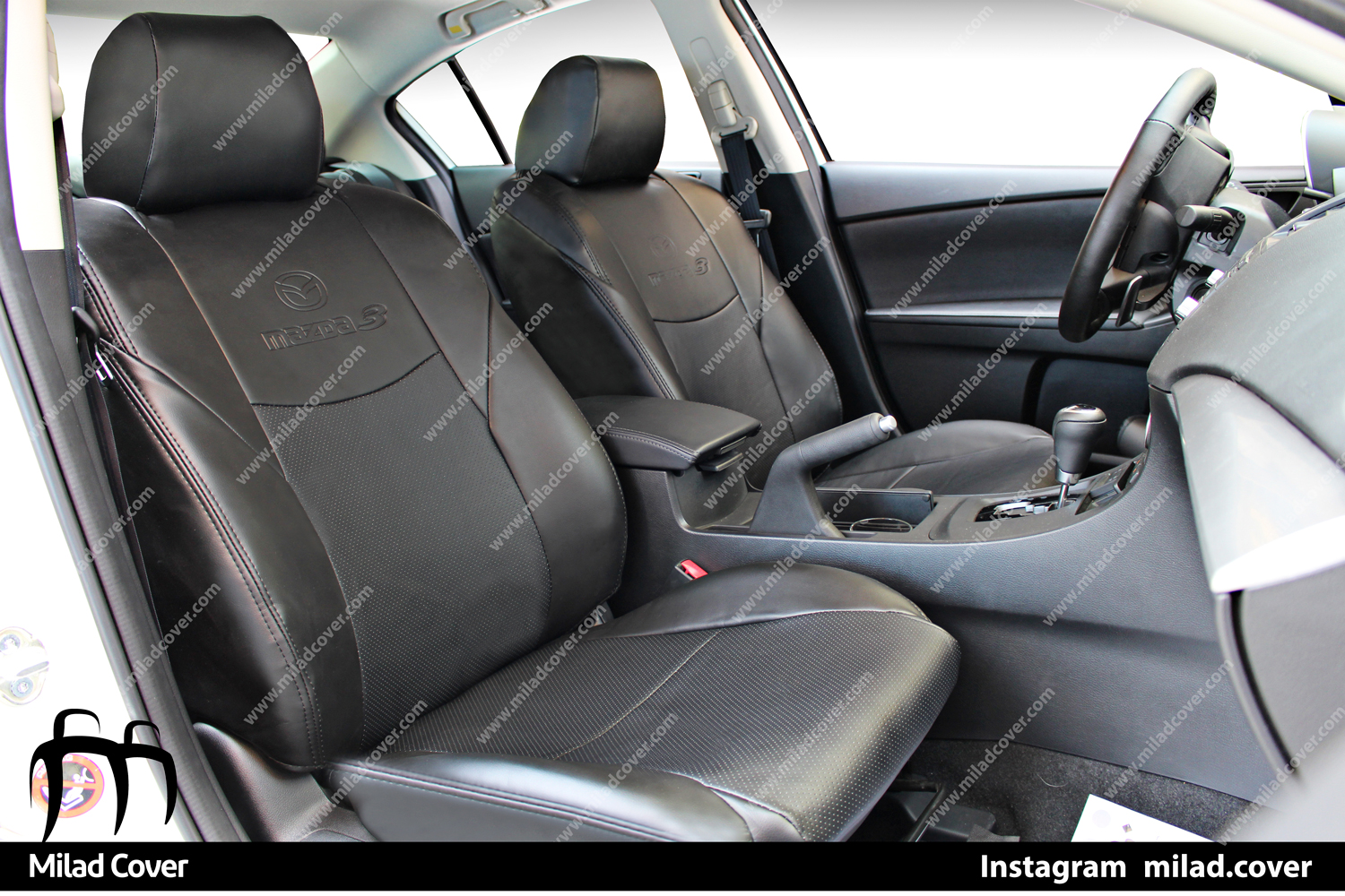 روکش صندلی مزدا ۳ نیو – mazda 3 new چرم رنگ مشکی — تصویر ۴