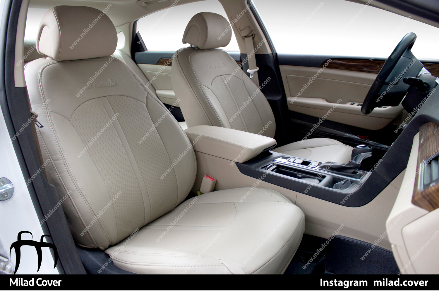 روکش صندلی هیوندا سوناتا LF چرم رنگ کرم
