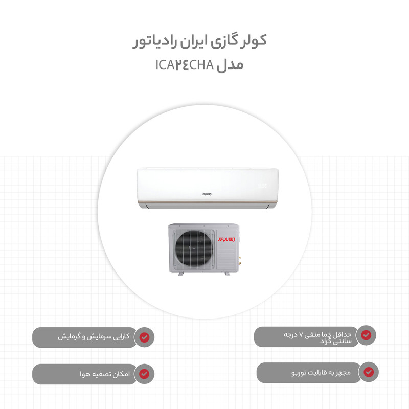 کولر گازی 24 هزار ایران رادیاتور مدل ICA-24CH-A — تصویر ۳