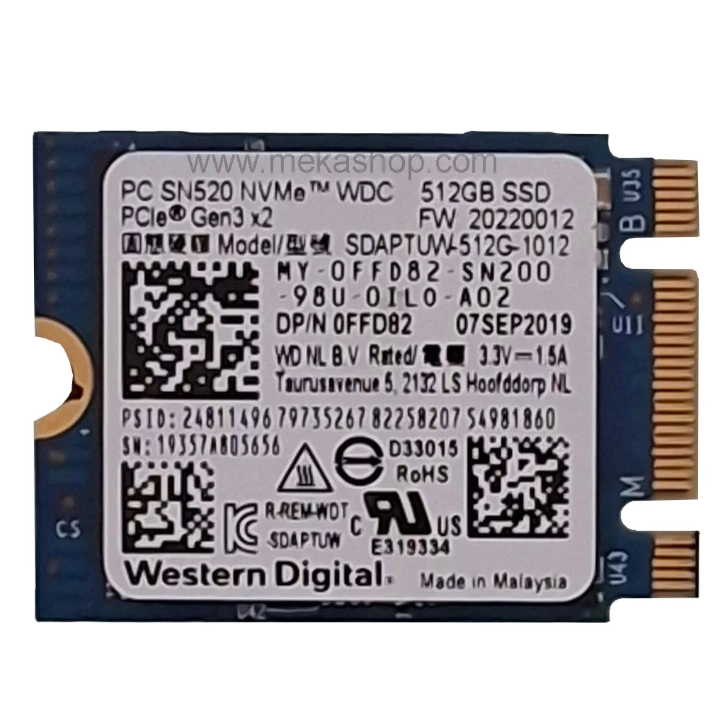 هارد اس اس دی لپ تاپ سرفیس وسترن دیجیتال SSD Western Digital Surface Pro 7 8 9 512GB NVME 2230 دو شیار