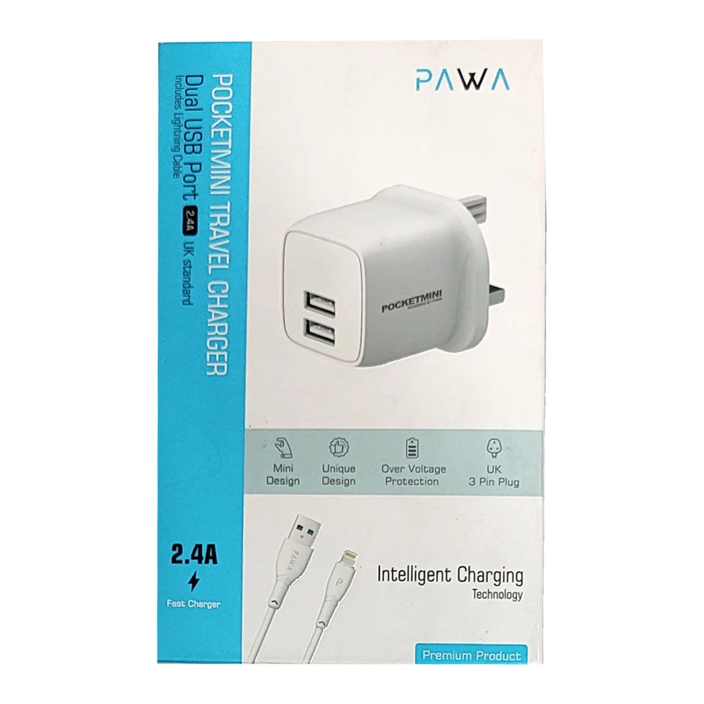 شارژر دیواری 12 وات پاوا مدل Pocket Mini Travel Charger به همراه کابل USB به لایتنینگ — تصویر ۶