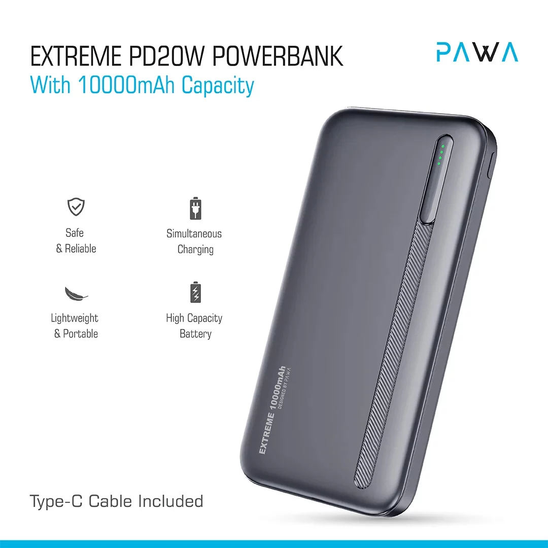 پاوربانک پاوا مدل Extreme PD20W ظرفیت 10000 میلی آمپر ساعت — تصویر ۴
