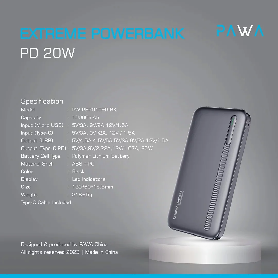 پاوربانک پاوا مدل Extreme PD20W ظرفیت 10000 میلی آمپر ساعت — تصویر ۵