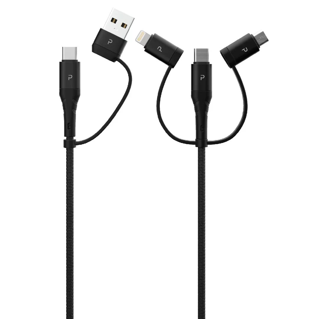کابل تبدیل USB به USB-C / لایتنینگ / MicroUSB پاوا مدل QWE875