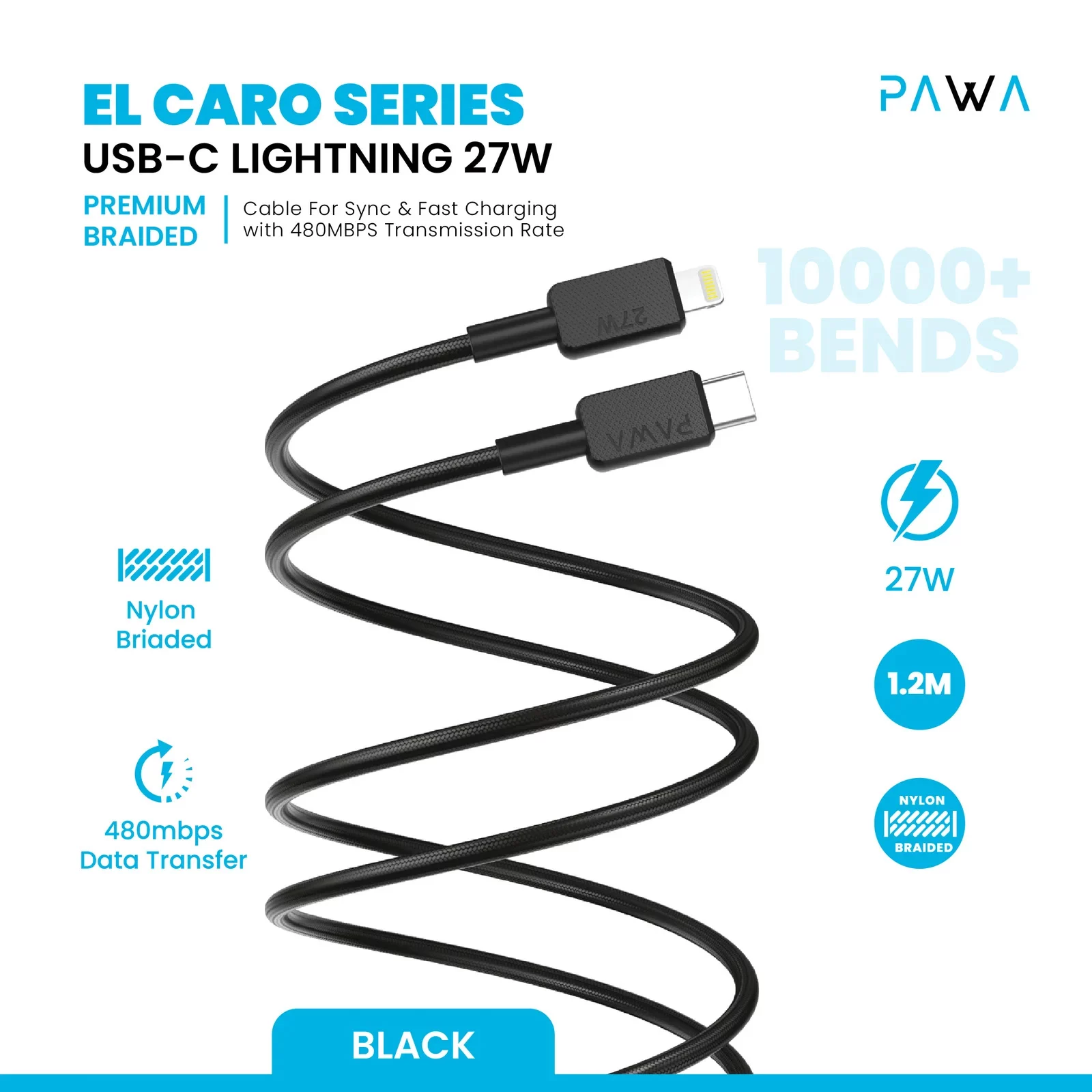 کابل تبدیل USB-C به لایتینگ پاوا مدل ELCARO 12BD27CL — تصویر ۷