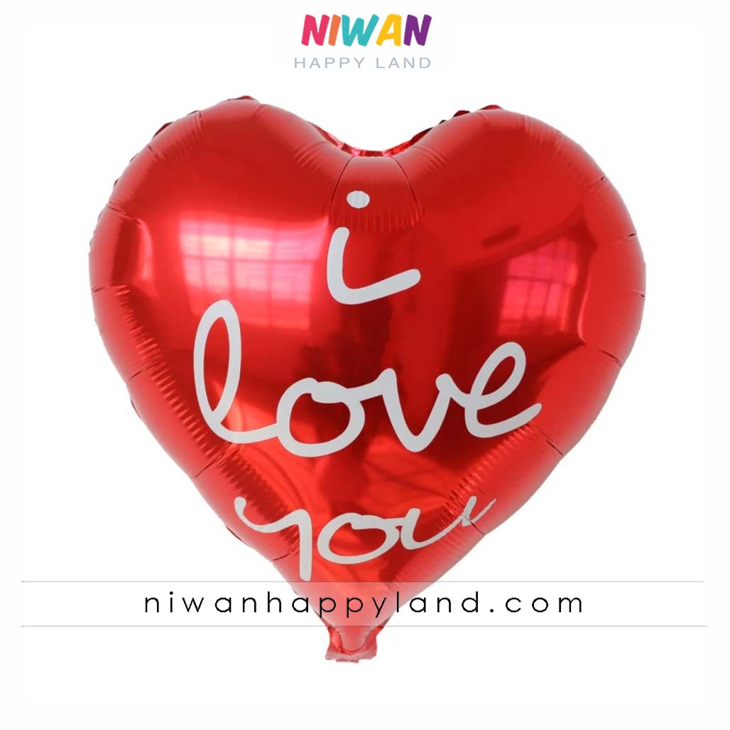 بادکنک فویلی قلب طرح I Love You