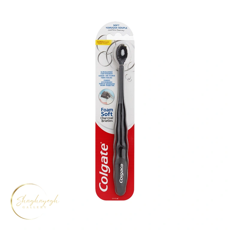 مسواک کولگیت فوم سافت زغالی Colgate Foam Soft Charcoal Toothbrush — تصویر ۲
