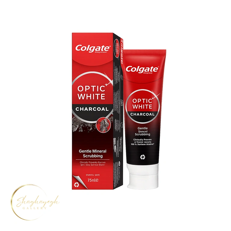 خمیر دندان سفیدکننده زغالی اپتیک وایت کلگیت 75 میل Colgate Optic White Charcoal Whitening — تصویر ۲