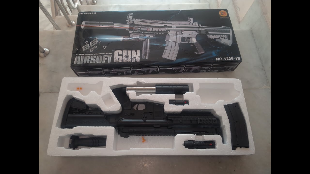 تفنگ اسباب بازی بزرگ تیر ساچمه ای لیزر دار AirSoft GUN کد BB-1239 — تصویر ۴