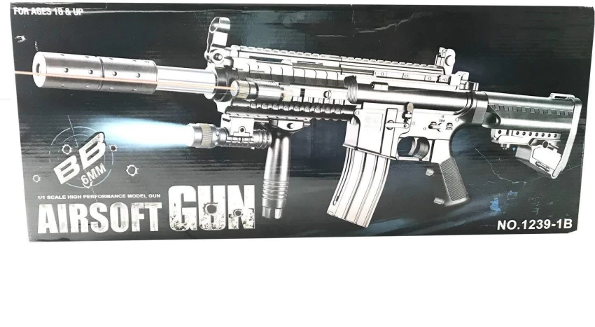 تفنگ اسباب بازی بزرگ تیر ساچمه ای لیزر دار AirSoft GUN کد BB-1239 — تصویر ۵