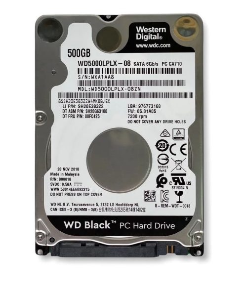 هارد دیسک اینترنال 2.5 اینچی وسترن دیجیتال مدل WD5000LPLX ظرفیت 500 گیگابایت کارکرده