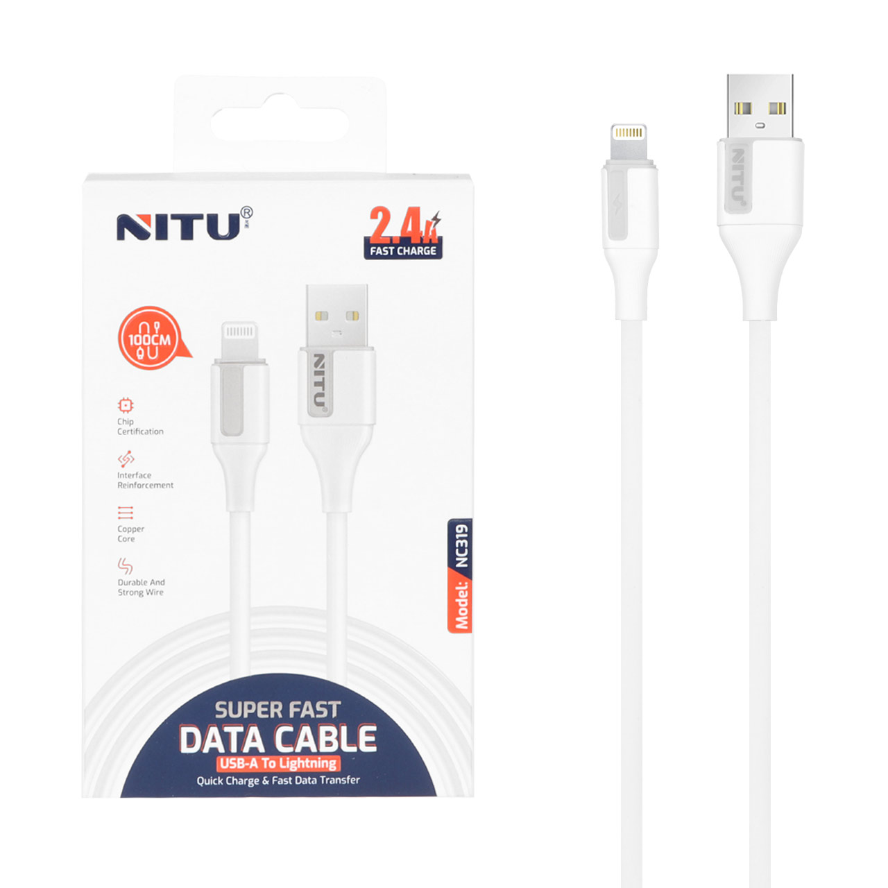کابل شارژ فست آیفون NITU مدل NC319