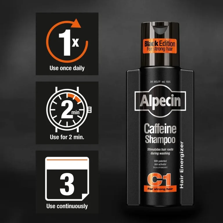 شامپو کافئین آلپسین C1 مدل Black Edition ضد ریزش کد 465 — تصویر ۵
