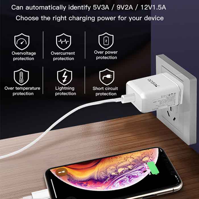 شارژر دیواری فست شارژ یسیدو مدل YC23 توان ۱۸ وات — تصویر ۴