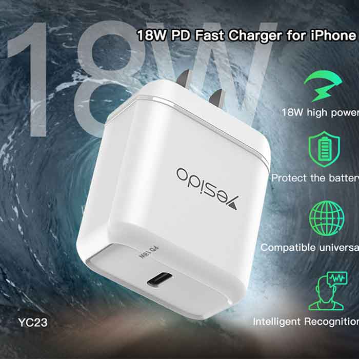 شارژر دیواری فست شارژ یسیدو مدل YC23 توان ۱۸ وات — تصویر ۷