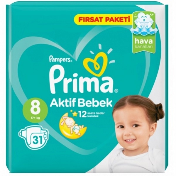 پوشک پریما سایز ۸ بسته ۳۱ عددی