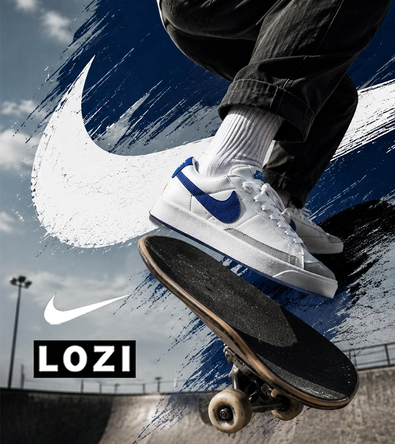 کتانی نایک Blazer Low 77 سفید آبی مردانه و زنانه | مدل 5798 — تصویر ۳