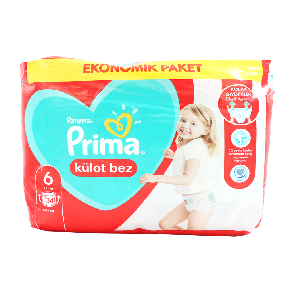 پوشک شورتی پریما سایز ۶ بسته ۳۴ عددی — تصویر ۲