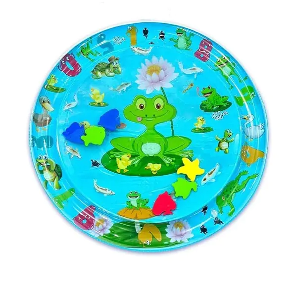تشک آبی و بادی بازی سگ و گربه طرح قورباغه — تصویر ۲