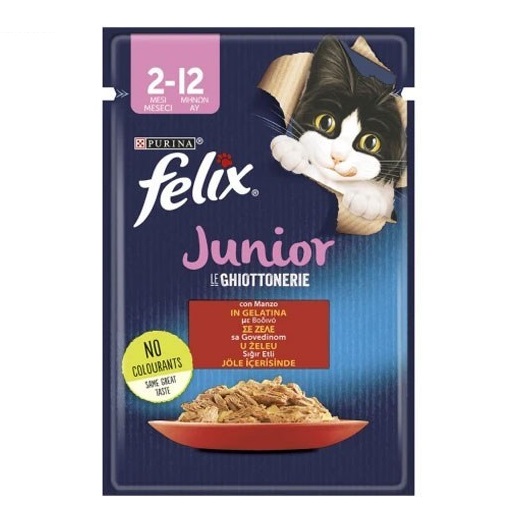 پوچ بچه گربه فلیکس Felix با طعم گوشت در ژله وزن ۸۵ گرم — تصویر ۲