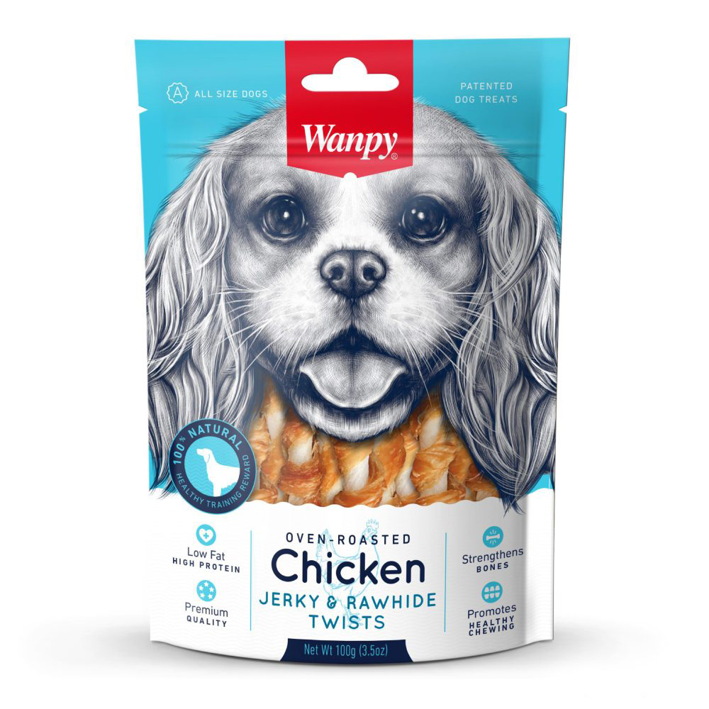تشویقی سگ ونپی مدل Chicken Jerky Rawhide Twists طعم مرغ