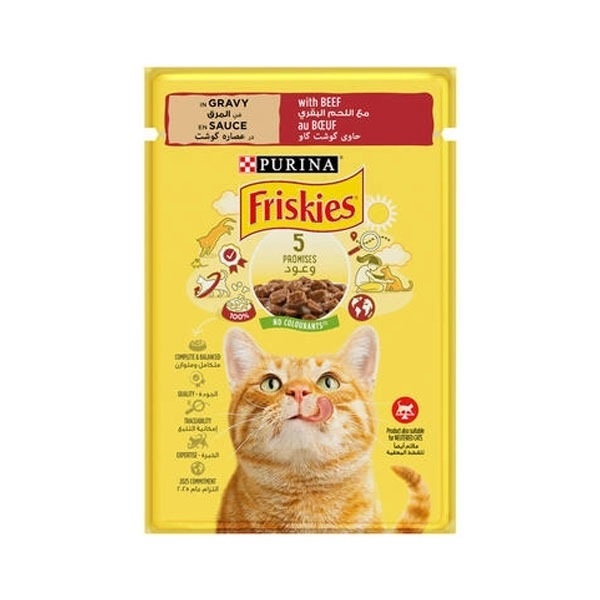 پوچ گربه فریسکیز Friskies با طعم گوشت وزن 85 گرم