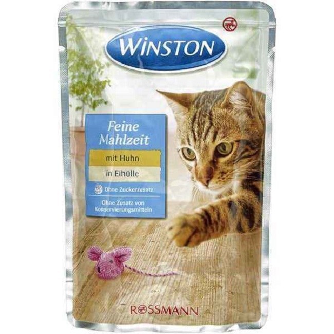 پوچ گربه وینستون Winston طعم مرغ در سس مرغ وزن 100 گرم