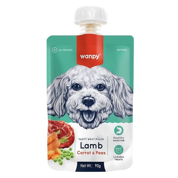 پودینگ سگ ونپی Wanpy با طعم بره، هویج و نخود فرنگی وزن ۹۰ گرم