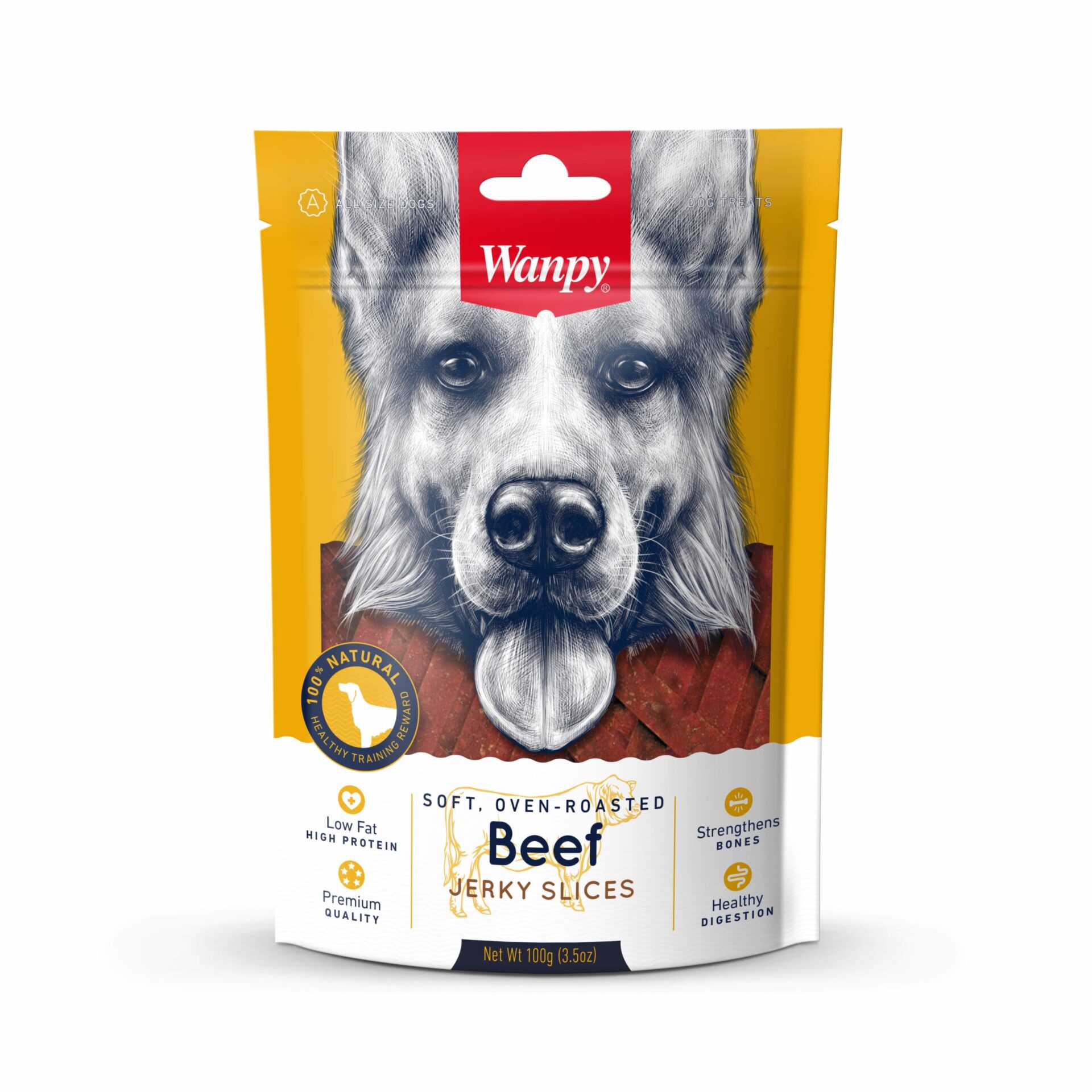 تشویقی سگ ونپی طعم گوشت نواری مدل Beef Jerky Slices وزن 100 گرم
