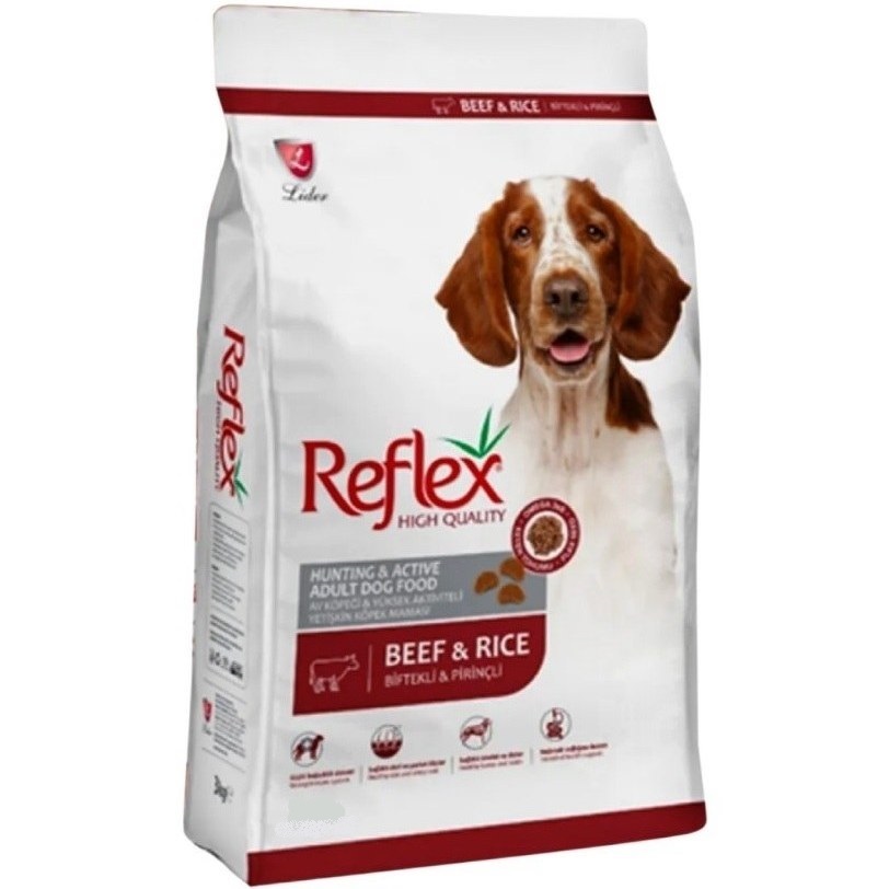 غذای خشک سگ بالغ رفلکس Reflex Hunting & Active طعم گوشت و برنج وزن 15+1 کیلوگرم