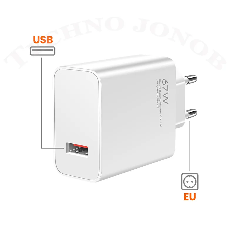 آداپتور شارژر ۶۷ وات شیائومی مدل MDY-12-EH به همراه کابل ۶ آمپر ثانیه‌شمار دار — تصویر ۳