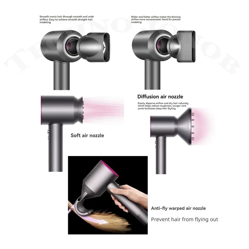 سشوار حرفه‌ای طرح دایسون مدل Advanced Hair Dryer (نسخه های‌کپی درجه یک با اتصالات مگنتی ۳۶۰ درجه) — تصویر ۵