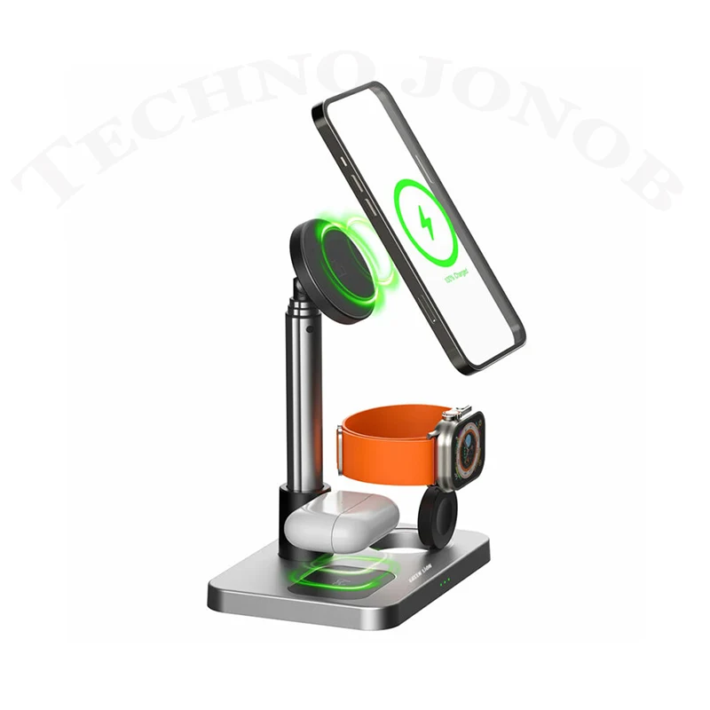 استند شارژ وایرلس 3 کاره گرین Green Lion 3in1 Telescopic Wireless Charger — تصویر ۲