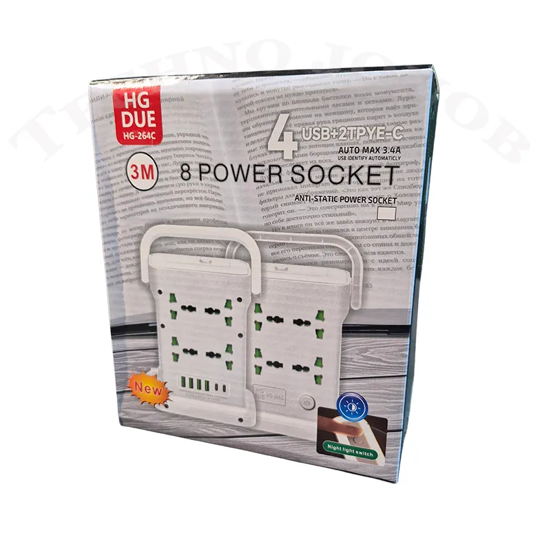 چندراهی برق مدل Power Socket HG-264C | دارای 4 عدد USB 2 عدد تایپ سی — تصویر ۶