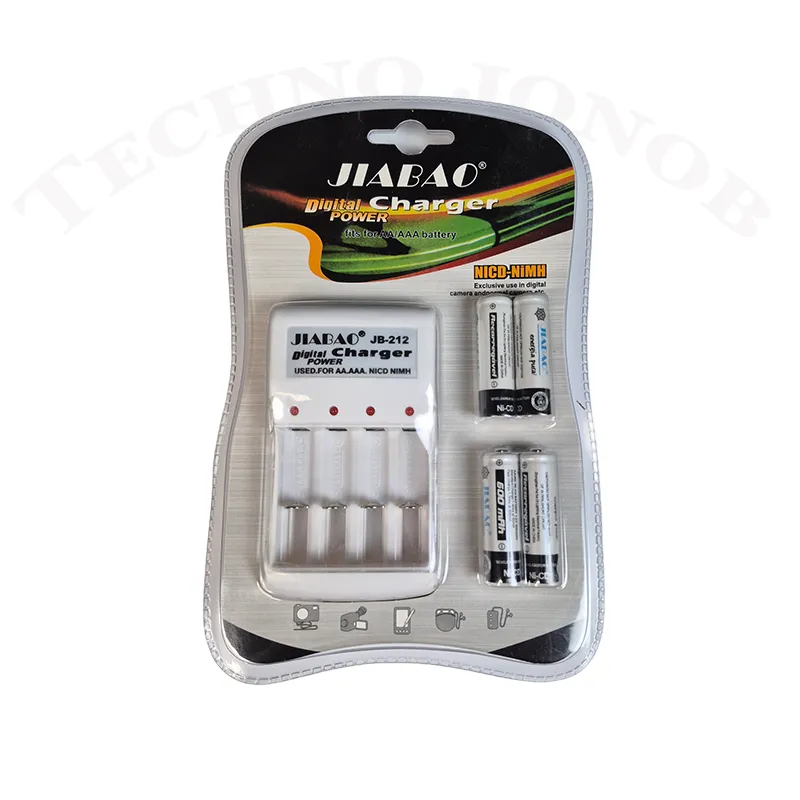 پک شارژر باتری جیابائو مدل JB-212 به همراه 4 عدد باتری قلمی