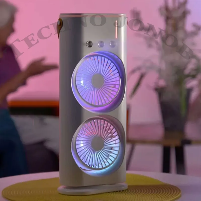 پنکه مه پاش رومیزی شارژی دوقلو مدل Double-ended Spray Fan — تصویر ۴