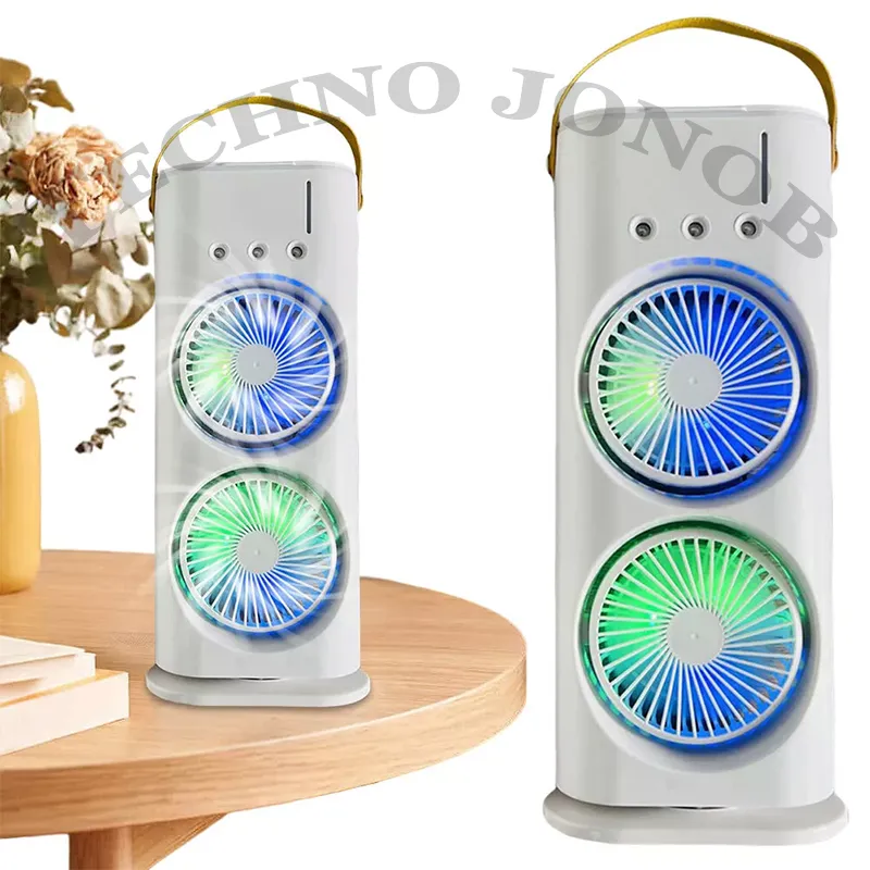 پنکه مه پاش رومیزی شارژی دوقلو مدل Double-ended Spray Fan — تصویر ۷